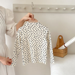 Girls Base Shirt Autumn New Outfits Baby Western Style Long Sleeve T-shirt Childrens Half High Collar Tops
