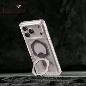 Luxury Transparent Anti-fall Armor Phone Case For Samsung S26 Ultra S25 S24 S23 Plus Metal Kickstand Magnetic Protective Cover