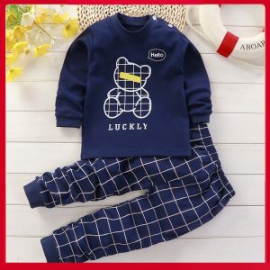 Pure Cotton Warm Underwear Set for Baby Boys Autumn Clothes Striped Pattern Home Wear Comfortable Soft Fabric Baby Clothes