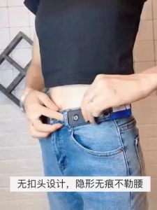 Women Canvas Belt Lazy Adjustable Invisible Belt Women No Trace Jeans Wild Elastic Elastic Belt