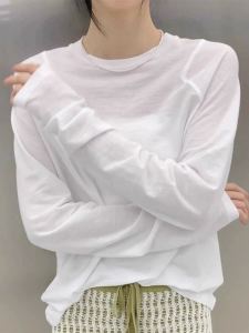 White Long Sleeve T-Shirt Womens Spring 2025 Early New Style Loose Lazy Cover up Base Shirt Korean Version Comfortable Fit