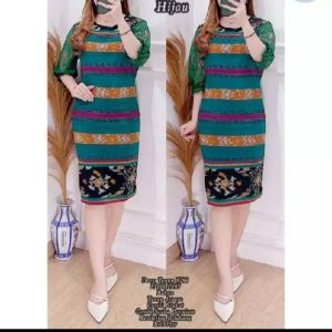 DRES TENUN JEPARA KOMBINASI LENGAN BROUKAT
