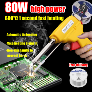 【80W high power】soldering gun 600°C 1 second rapid heating soldering iron set original japan Automatic tin feeding Mica heating element Non-slip handle solder soldering iron gun Electric Temperature Tool,Adjustable Solder Tool soldering tools set