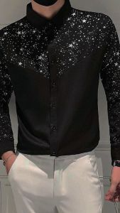 Áo sơ mi nam phối họa tiết ngôi sao cực sang xịn mịn H59
