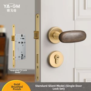 YAGEMAN | Walnut Magnetic Quiet Vintage Chinese Style Bedroom Door Lock