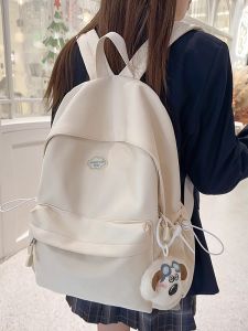 OUDENGPAI | Simple Solid Color Backpack For Girls Lightweight Waterproof Travel Friendly School Bag Sweet College Style Medium Waterproof