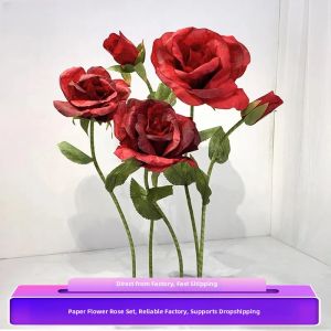 Giant Handmade Paper Roses For Indoor Wedding Decor