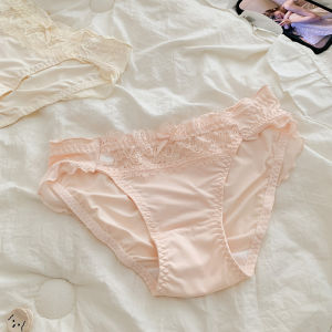 เซ็กซี่ Pure Desire Ice ผ้าไหม ผู้หญิง ชุดชั้นใน ฤดูร้อน บาง ลูกไม้ Trim Butterfly Knot ผ่าชายสูง ต่ํา เอว สามเหลี่ยม กางเกงชั้นในหญิง