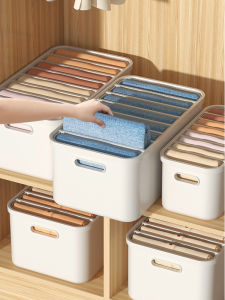 กล่องเก็บเสื้อผ้าพลาสติกแบบแยกช่องสำหรับเสื้อสเวตเตอร์และกางเกง กล่องเก็บของสำหรับจัดระเบียบในตู้เสื้อผ้า