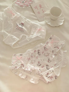 กางเกงชั้นในสตรีลายการ์ตูนน่ารักพร้อมโบว์ผีเสื้อ ทรงสามเหลี่ยม ผลิตจากไนลอน เหมาะสำหรับผู้หญิงวัยหนุ่มสาว