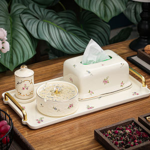 กล่องกระดาษเชือกเซรามิกหรูหราแบบเรียบง่ายสำหรับห้องนั่งเล่น กล่องใส่ธูป กล่องใส่ตะเกียบ ชุดวางของที่สร้างสรรค์และดีไซน์ทันสมัย