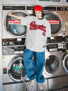 Busykid อเมริกัน ฮิปฮอป เบสบอล เจอร์ซีย์ เปิด คาร์ดิเกน Original West Coast ลายทาง เสื้อยืด อินเทรนด์ สะโพก Hop Street Dance แขนสั้น ผู้หญิง เสื้อยืด