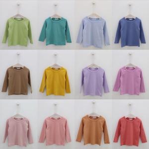 Kids Autumn and Winter round Neck Thermal Pure Cotton Brushed Pullover Baby White Bottoming Shirt Youth Pure Color Long Sleeves T-shirt Girl T