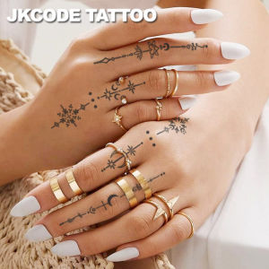 Mehndi Design Semi-Permanent Tattoos Hands Ramadan Temporary Tattoos Lotus Feather Sun Moon Snowflake Star Minimal Tattoo Lasts 1-2 Weeks