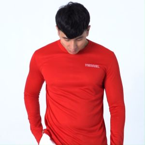 Terrel sportswear basic long sleeve red  baju olah raga dry fit pria lari running gym pria