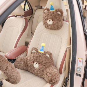 กุญแจคันเร่งสำหรับรถยนต์สุดน่ารักแบบผ้าฝ้ายโพลีเอสเตอร์ รองรับคอและกระดูกสันหลัง สไตล์การ์ตูนสำหรับผู้หญิง สวมใส่สบายทุกฤดูกาล