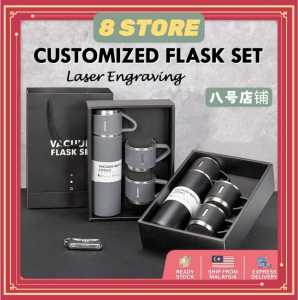 (8 STORE) 304 Stainless Steel High Quality 500ml Thermos Bottle Flask Business Tea Cup Gift Set Termos Botol Air Viral