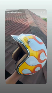 Helm Bogo Retro Motif Api Vintage SNI Pria Wanita Dewasa