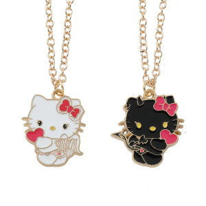 Sanrio | 1Pair of Hello Kitty Couple Necklaces Best Friend Pendant Necklaces Valentines Day Gift Accessories
