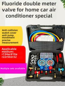 Car Air Conditioner R134A Fluorine Charging Tool Kit Double Gauge Compressor Maintenance Hardware Manual Tools Set