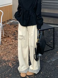 High Waist Wide Leg Suit Pants Women Early Autumn New Small Size Casual Loose Long Straight Tube Pants Fashionable Commute