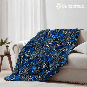 Beast Kingdom | Blue Floral Dot Soft Warm Flannel Blanket Lightweight Cozy Christmas Halloween Home Decor Room