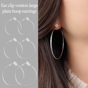 ต่างหูแบบหนีบเรียบง่ายแบบคลาสสิก2/8ชิ้นสำหรับผู้หญิงไม่มีการเจาะต่างหูแบบหนีบต่างหูแบบหนีบเงินต่างหูวินเทจขนาดใหญ่เกินจริงขนาดใหญ่4/5/6/7ซม.