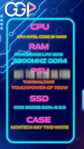 GAMING COMSET / CORE i 5 Gen11 11400 / RAM 16 GB / SSD 960 GB / ชุดน้ำ 3ตอน /คอมประกอบ/คอมเล่นเกมส์/คอมตัดต่อ/ ประกันศูนย์ไทย
