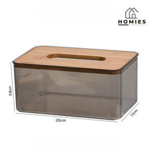 TEMPAT TISU KOTAK TISU KAYU TRANSPARAN KOTAK TISSUE KAMAR MANDI DAPUR TEMPAT TISSUE / TISSUE BOX MINIMALIS TUTUP BAMBU