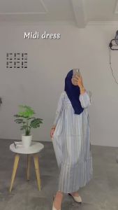Midi Dress Maxi Daster Kancing Busui Motif Bunga Bahan Rayon Premium Super Halus dan Adem barang berlebel Midi Dress Termurah Motif Bunga Salur
