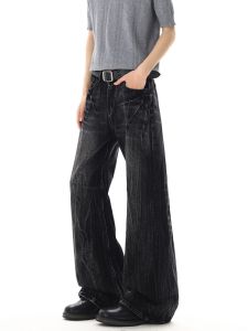 OULUDE | High Street Lightening Design Bootcut Jeans Men Slim CleanFit