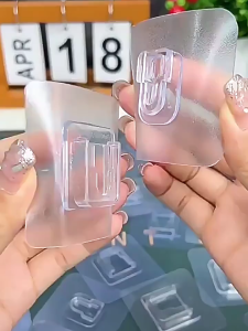 (10 pairs) Plastic Transparent Adhesive Hook - Strong Velcro Hook and Loop Fastener with No Trace Adhesive No Drilling Required