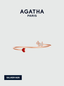AGATHA | Heart Dog Design Sterling Silver Open Bracelet