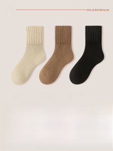 JINGCHI | Tất ấm dày dặn bằng lông cừu cho nữ mùa thu đông Tất đi trong nhà Tất ấm ngủ Tất bằng lông cừu dày dặn Tất mùa đông Tất bằng sợi polyester