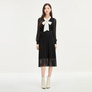 Koradior | Elegant French Style Bow Lace Dress