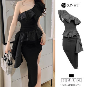 ZYHT(ล้างสต๊อก ใช้คูปอง299บาทขึ้นไป)ชุดเซ็ท 2 ชิ้น ผญ เปิดไหล่+กระโปรงเอวสูง เดรสไปงานแต่ง ชุดไปทะเล เดรสสีดำ ชุดราตรี ชุดออกงาน เดรสเซ็กซี่ เดรสเกาหลี EraVogue 5663