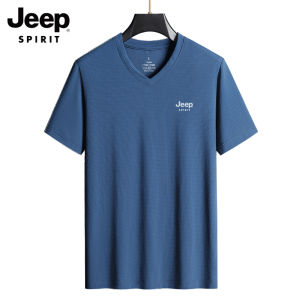 JEEP SPIRIT | Ice Silk Patterned Short Sleeve T-shirt Breathable Comfortable Plus Size Quick-dry