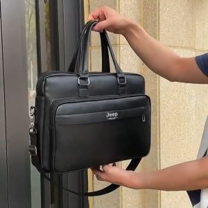 JEEP Men Business Vintage Briefcase PU Leather Shoulder Messenger Bag Beg Silang Lelaki.