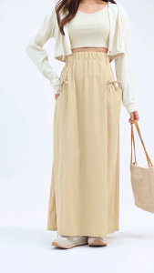 KM Delina Muslimah Cotton Polyester Ribbon A Line Skirt [S8225]