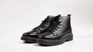 Alvin Leather Boots For Men Tactical Shoes New Black Ankle Boots For Men Low Cut Casual Fashion Mens Shoes