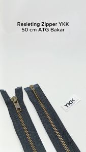 Resleting Zipper Ritsleting YKK 50 cm ATG Bakar Set Open - End Buka Lepas Harga Per Biji