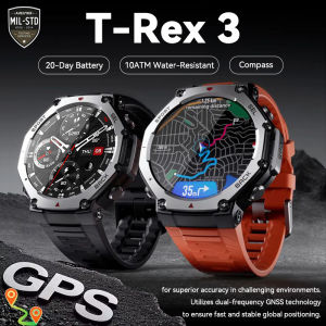 T-Rex 3 GPS Smart Watch 5ATM Waterproof Built-in Dual-band GNSS Compass Military Sport Fitness Smartwatch Men 2025 New