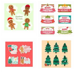 Christmas Tree Gingerbread Man Colorful Christmas Cartoon Shape Gift Sealing Sticker Packaging Bag Decorative Stickers Christmas Stickers