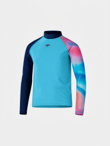Speedo | Soft Comfortable Dopamine Pattern Sunscreen Chlorine Resistant Childrens Swimming Top