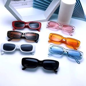 Kacamata Retro Fashion Hitam Wanita Pria Dengan UV400 Frame Solid Berkualitas Kotak Panjang
