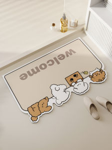 Cartoon Pet Dog Silicone Mud Bathroom Mat Soft Pad Toilet Bathroom Entrance Door Mat Simple Style Home Decorative Rug