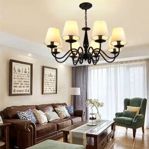 Homeplex 5 Heads Retro Chandelier Black Iron E14 Bulb Energy Saving Bulb 9W Ceiling Light for Living Room lampu gantung pendant