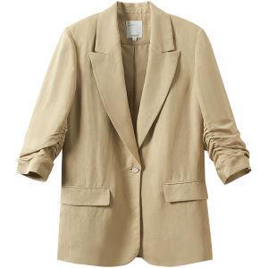 Inman French Style Commute Linen Blazer Jacket Womens New Autumn 2025 Small Suit Outerwear Pure Color Business Casual
