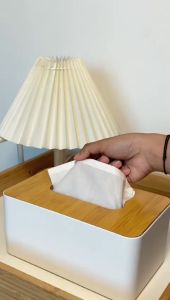 【RUMATIDY】KIMI Tempat Tissue Putih Tutup Kayu Estetik Aesthetic Tissue Box Dapur Kamar Mandi