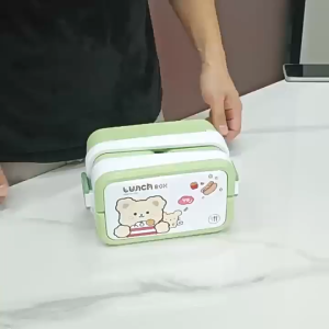Hộp Cơm 2 Tầng Kèm Hộp Sốt Mini – Hộp Đựng Cơm Chia Ngăn Có Khóa Cài Chống Tràn LILA HCTHO132